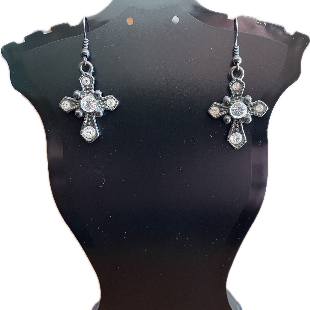 Elegant Silver Cross Earrings